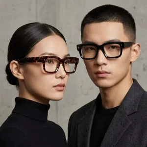 Transparent Acetate Rectangular Optical Frames Thick Rimmed Eyeglasses