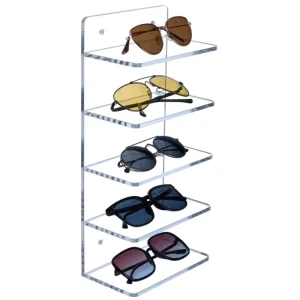 Transparent Acrylic 5 Layer Wall Mounted Storage Glasses Display Rack for Sunglasses and Eyeglasses
