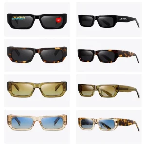 Transparent Black Polarized Sunglasses Acetate Frame Handmade Vintage Outdoor