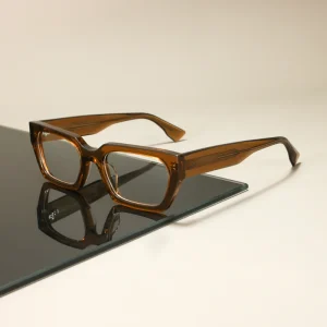 Transparent Brown Acetate Optical Eyeglasses Frames Unisex