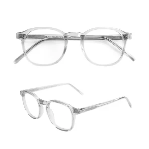 Transparent Clear Acetate Optical Eyeglass Frame with Blue-Light Blocking Lenses
