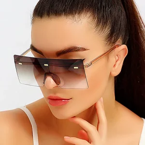 Transparent Gradient Men Women Sunglasses Luxury Lady Eyewear UV400 Shades Gafas De Sol Oversized Rimless Sunglasses Women
