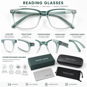 Transparent Plastic Frame Spring Hinge CE Clear Reading Glasses