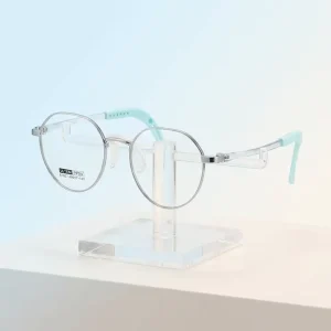Transparent Red Kids’ Full-Rim Glasses Frames with Soft Silicone Nose Pads, Lightweight Metal, Foldable Adjustable Temples