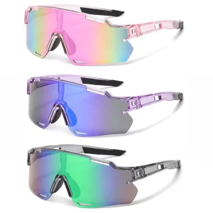 Trendy 100%UV Windproof Cycling Mirror Lens One Piece Big Glasses for Men Riding Outdoor Sport Sunglasses with Custom Logo