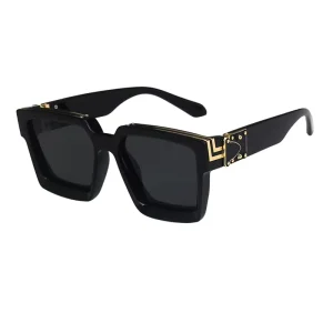 Trendy Black Square Sunglasses High Quality Full Rim Punk Hiphop Comfortable UV400 Protection Men Accessory PAISHEO