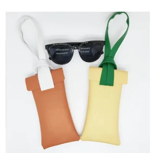 Trendy Glasses Case With Wristband Color-Block Sunglasses Case PU Leather Portable Reading Glasses Storage Pouch