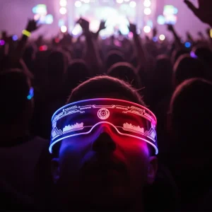 Trendy Neon Transparent Acrylic LED Glasses Cyberpunk Eyewear for Photography Aesthetic Decor and Vlog with 7 Color Options