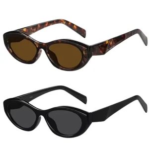 Trendy Oval Sunglasses for Women Retro Small Frame Cat Eye Sun Glasses 90s Shades High Quality