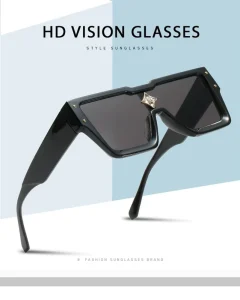 Trendy Oversized Frame Monoblock Sunglasses Unique Diamond Embellished Square Shades for Men and Women