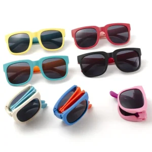 Trendy Style Ultralight Foldable Kids Sunglasses Outdoor Summer Beach Shades Sun Glasses for Boy Girl Portable Sunshades Eyewear