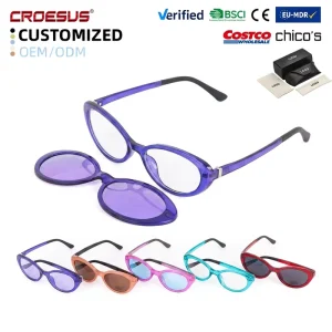 Trendy Women Cat Eye Sunglasses UV400 Fashionable Ladies Small Frame TAC Polarized Lens Colorful Design Clip on Women Sunglasses