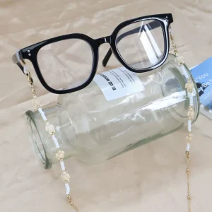Turtle Beaded Glasses Chain with White Pearl Metal Sunglasses Lanyard Anti Lost Mask Holder