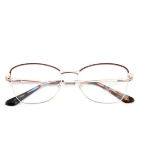 Two-Color Metal Cat-Eye Optical Eyeglass Frames