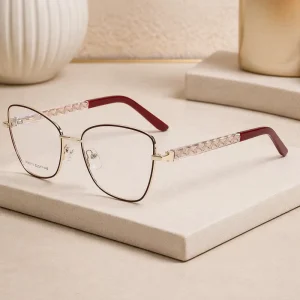 UN89171 Solid Fashion Retro Cat Eye Full Rim Stainless Steel Durable Reading Glasses Women’s Optical Frame