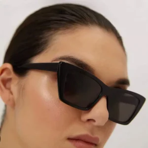UNOC Custom Logo Sunglasses Women’s Cat Eye Shape Frames in Blue White Red Green Champagne PC Material