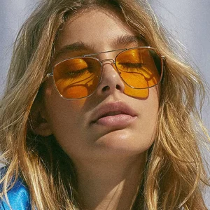 UNOC Designer Sunglasses for Women and Men UV400 Pink Acrylic Lens Pilot Style Gold and Silver Metal Frame Fashion Brand