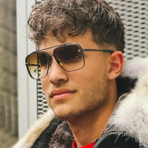 UNOC Square Metal Frameless UV400 Sunglasses for Men