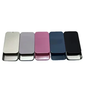 USB Iron Frosted Tinplate Earphone Storage Box with Sliding Cover