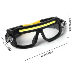 USB Rechargeable Eyeglass Headlamp with Lithium-Ion Battery, IP44 Waterproof, Multifunctional