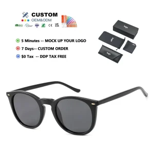 UV400 Classic Round Acetate Frame Sunglasses for Men and Women Custom Logo Manufacturer