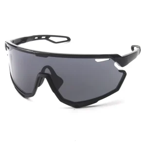 UV400 Cycling Fishing Sunglasses Flexible Black TR90 Full-Rim Frame Windproof Non-Polarized