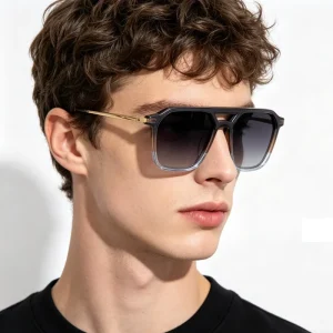 UV400 Double-Bridge Metal-Frame Sunglasses for Men and Women