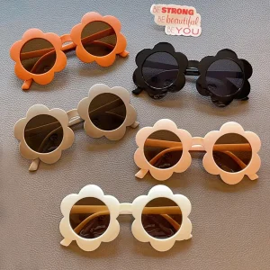 UV400 Fashion Sunglasses for Boys Girls New Flower Shaped Baby Glasses Made of PC Frame Stylish Kids Eyewear