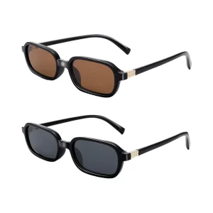 UV400 Luxury Trendy Small Rectangular Vintage Style Black Frame Sunglasses for Women and Men