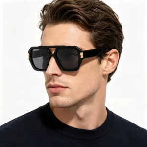 UV400 Men’s and Women’s Large Acetate Sunglasses Retro Double Bridge