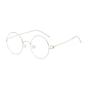 Ultra-Light Alloy Small Round Optical Eyeglass Frames for Men and Women, Screwless Design