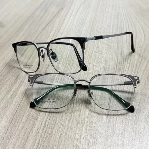 Ultra-Light Dual-Color Aluminum Full-Rim Square Reading Glasses, Flexible, Unisex