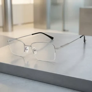 Ultra Light Memory Titanium Metal Semi Rimless Glasses, Unisex