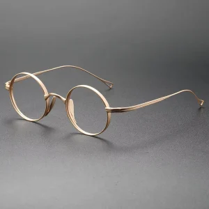 Ultra-Light Titanium Retro Round Optical Eyeglass Frames with Anti-Blue Light Lenses for Men and Women