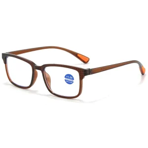 Ultra-Light Unisex Square Reading Glasses with Transparent Red and Brown Lenses