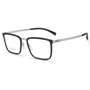 Ultra light Ultra thin Luxury Pure Titanium Square frame Full Frame Glasses Geometric Pattern Nylon Temples Available for