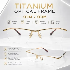 Ultralight Semi Rimless Titanium Optical Eyeglass Frames Supplier Eyewear
