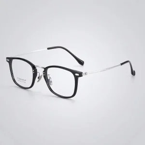 Ultralight Titanium Unisex Full-Rim Eyeglass Frames Plain Black Square