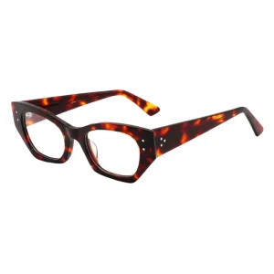 Unique Decorative Fashionable Solid Studded Cat Eye Frame High Quality Acetate Foldable Prescription Eyewear Bulk