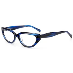Unisex Acetate Optical Frames with Blue PC Lenses Small Diamond Shape