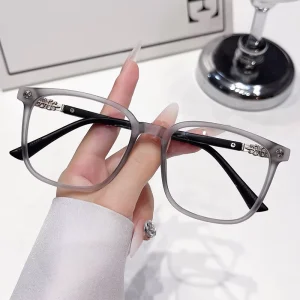 Unisex Adjustable Classic Full Rim Reading Glasses Frame Fashionable Frosted Large Square Diamond Face Shape Anti Blue