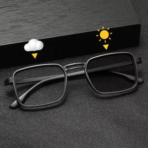 Unisex Animal Print Rectangle Full-Rim Photochromic Anti-Blue Light Prescription Eyeglass Frames