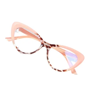 Unisex Cat-Eye Anti-Blue-Light Reading Glasses with Leopard Print Frame, UV400 Colored Lenses