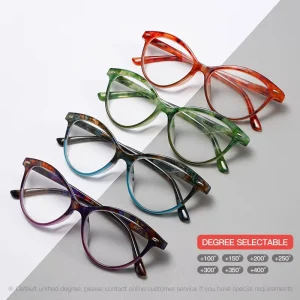 Unisex Cat-Eye Oval Full-Rim Reading Glasses High-Power Lenses