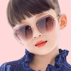 Unisex Children’s Frameless Polygonal PC-Frame UV400 Sunglasses for Outdoor Travel