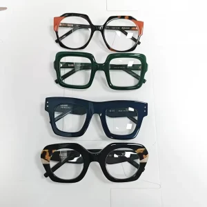 Unisex Chunky Mixed Shape Acetate Full Rim Prescription Eyeglass Frames Hand Polished for Daily Office Street Fashion