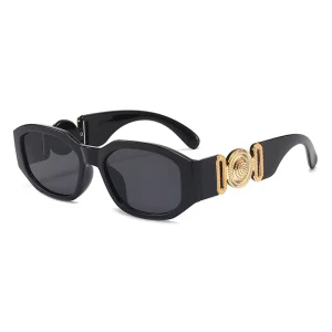 Unisex Custom Sunglasses White Square Sun Glasses Black Lenses UV400 Optical Attribute Lens Designed Men Women