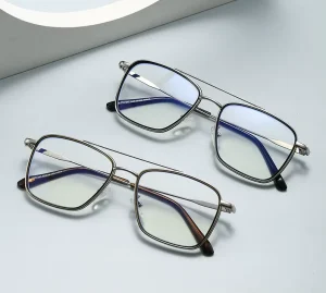 Unisex Double Bridge Optical Eyeglass Frames for High Prescription Lenses
