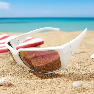 Unisex Full-Rim TR90 Polarized Sunglasses with White Frame and UV400 Anti-Glare Protection