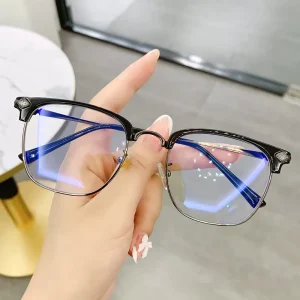 Unisex Half Frame Metal Blue Light Blocking Reading Glasses